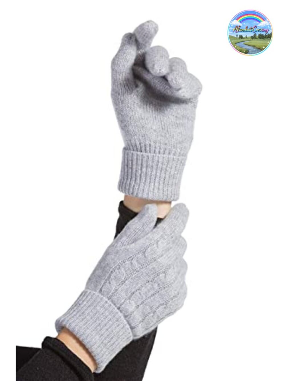 100% Pure Cashmere Cable Knit Gloves Women's One Size Extended Cuff